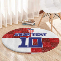 Custom Croatia Football Round Carpet Checkered Ones Sport Grunge Style