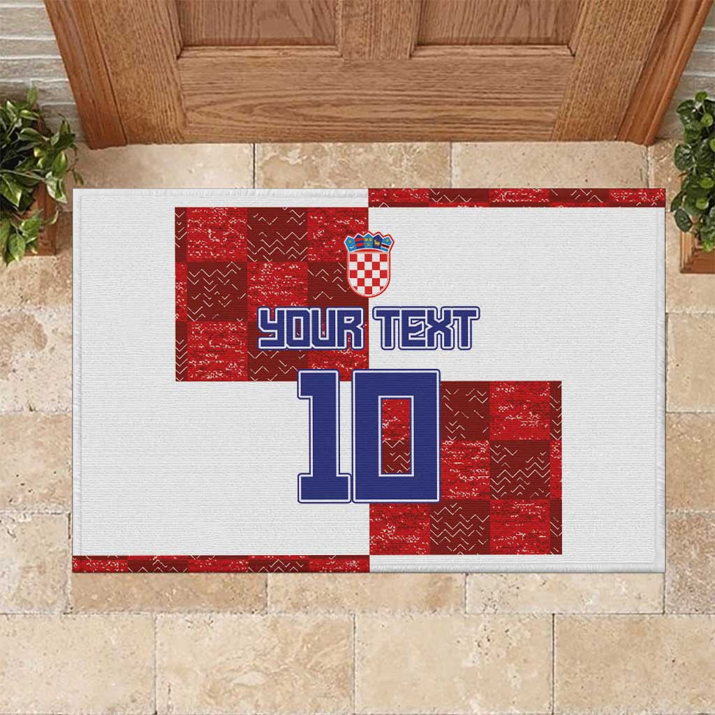 Custom Croatia Football Rubber Doormat Checkered Ones Sport Grunge Style