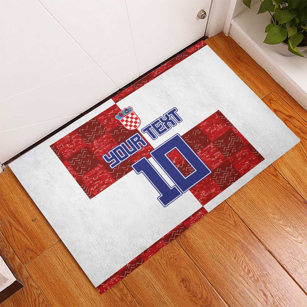 Custom Croatia Football Rubber Doormat Checkered Ones Sport Grunge Style