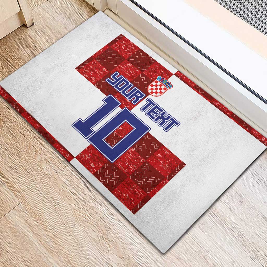 Custom Croatia Football Rubber Doormat Checkered Ones Sport Grunge Style