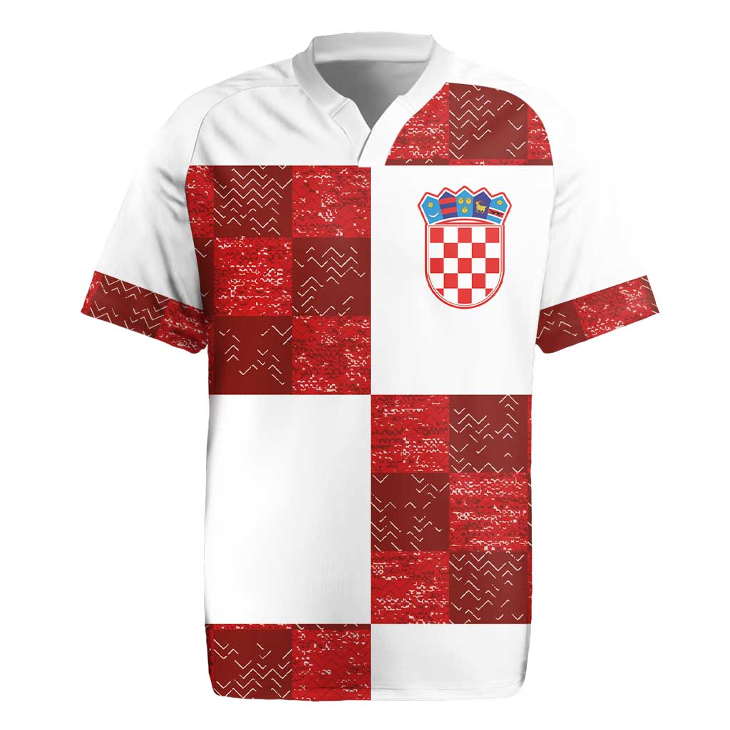 Custom Croatia Football Rugby Jersey Checkered Ones Sport Grunge Style