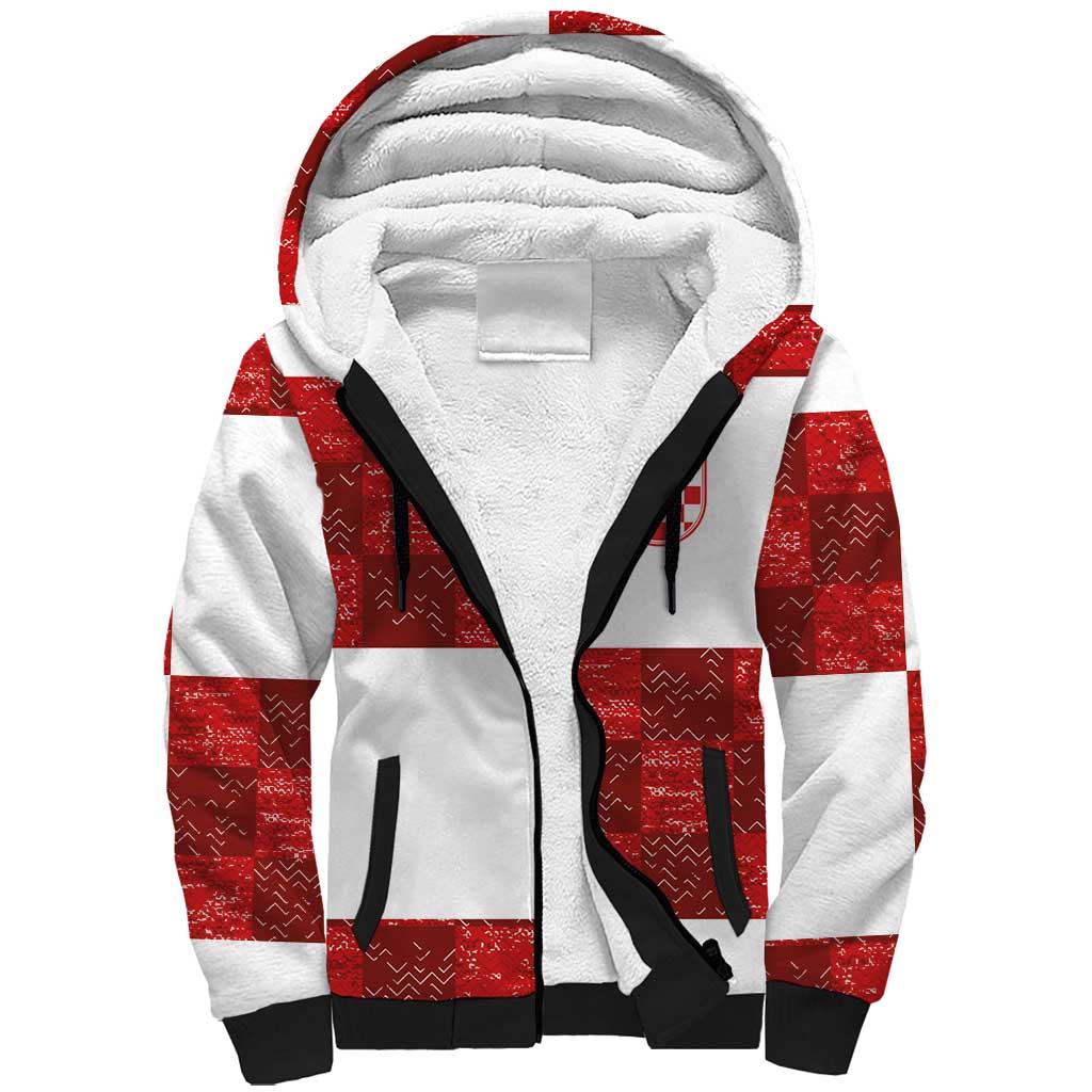 Custom Croatia Football Sherpa Hoodie Checkered Ones Sport Grunge Style