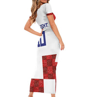 Custom Croatia Football Short Sleeve Bodycon Dress Checkered Ones Sport Grunge Style