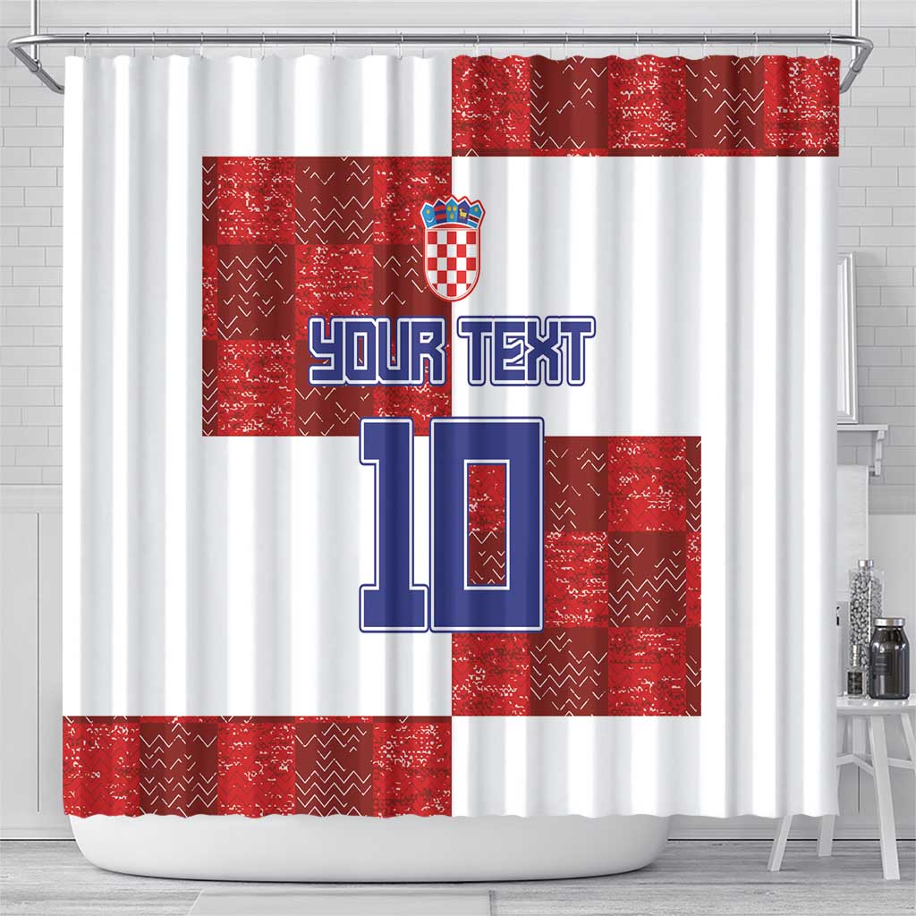Custom Croatia Football Shower Curtain Checkered Ones Sport Grunge Style