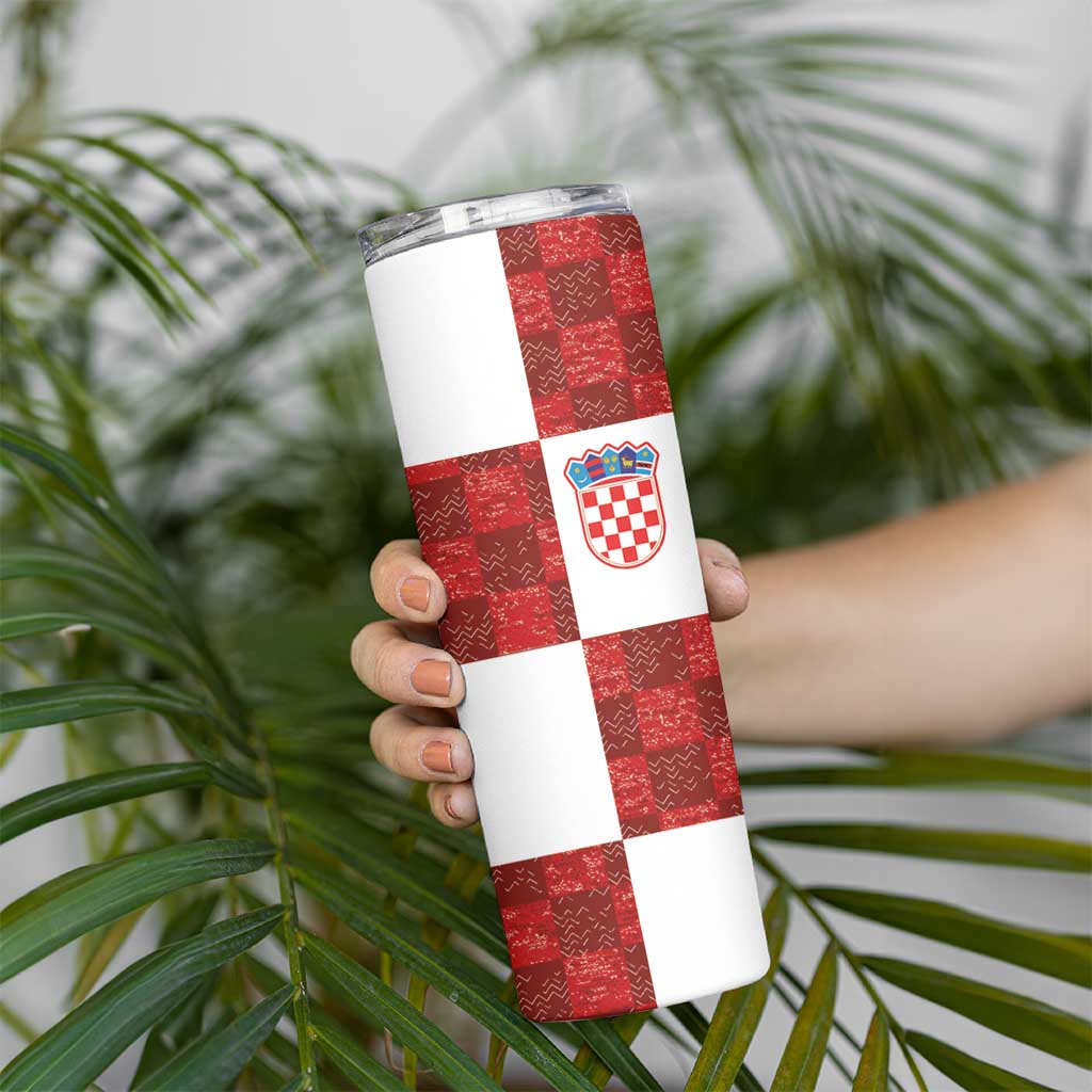 Custom Croatia Football Skinny Tumbler Checkered Ones Sport Grunge Style