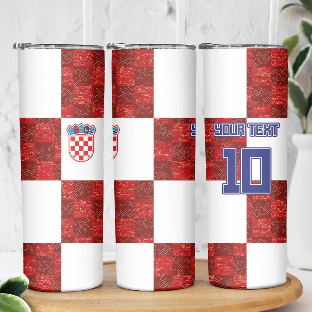 Custom Croatia Football Skinny Tumbler Checkered Ones Sport Grunge Style