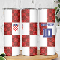 Custom Croatia Football Skinny Tumbler Checkered Ones Sport Grunge Style