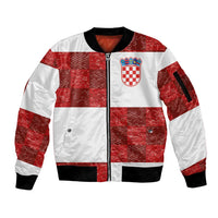 Custom Croatia Football Sleeve Zip Bomber Jacket Checkered Ones Sport Grunge Style