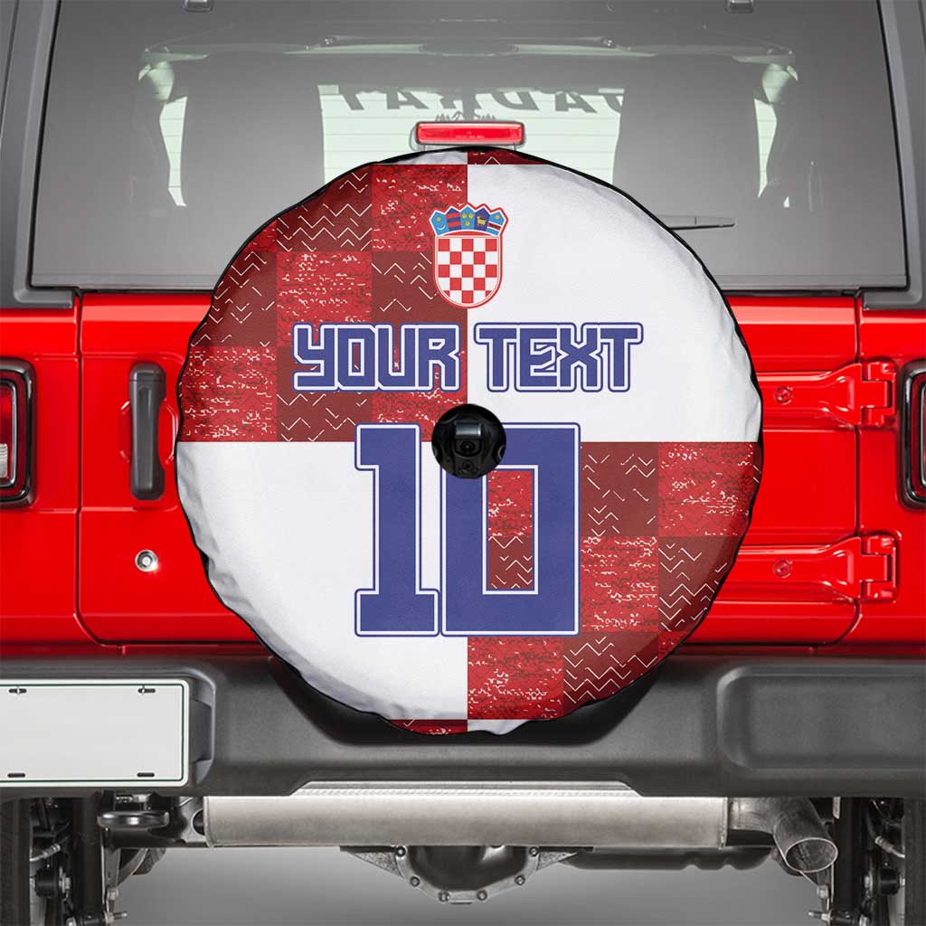 Custom Croatia Football Spare Tire Cover Checkered Ones Sport Grunge Style