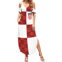 Custom Croatia Football Summer Maxi Dress Checkered Ones Sport Grunge Style