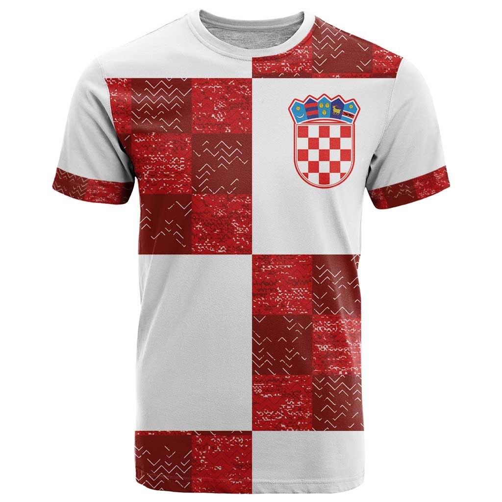 Custom Croatia Football T Shirt Checkered Ones Sport Grunge Style