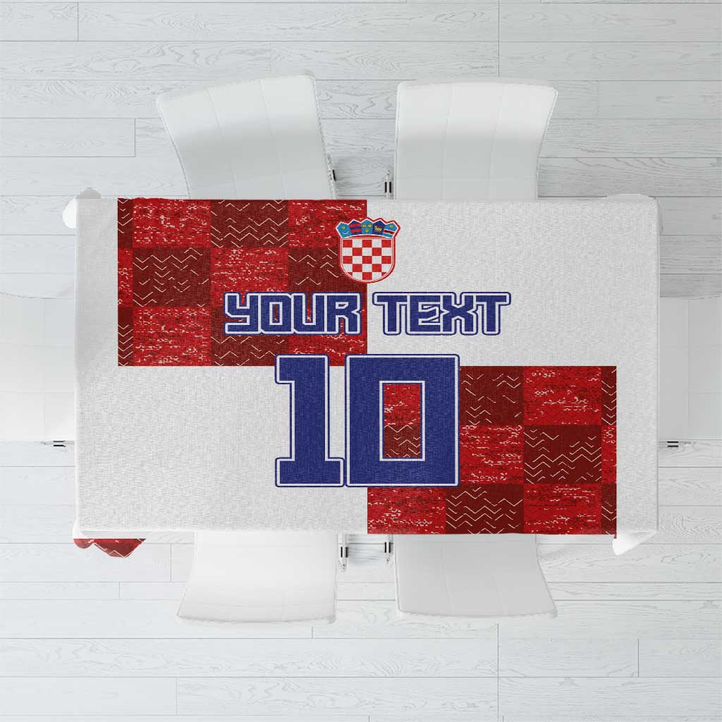 Custom Croatia Football Tablecloth Checkered Ones Sport Grunge Style