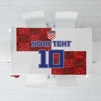 Custom Croatia Football Tablecloth Checkered Ones Sport Grunge Style