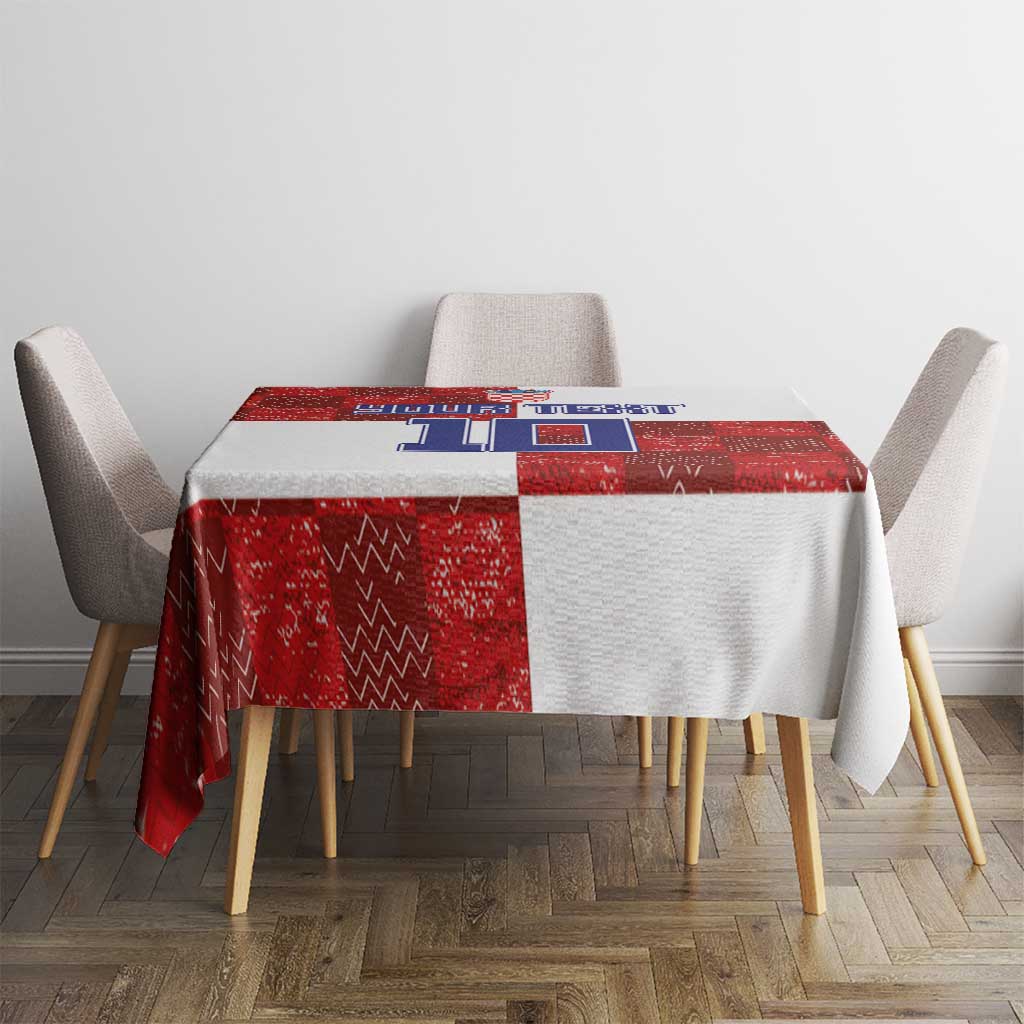Custom Croatia Football Tablecloth Checkered Ones Sport Grunge Style