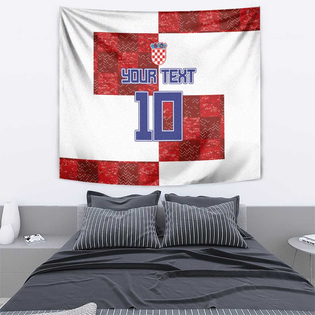 Custom Croatia Football Tapestry Checkered Ones Sport Grunge Style