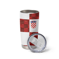Custom Croatia Football Tumbler Cup Checkered Ones Sport Grunge Style