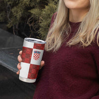 Custom Croatia Football Tumbler Cup Checkered Ones Sport Grunge Style