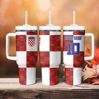 Custom Croatia Football Tumbler With Handle Checkered Ones Sport Grunge Style