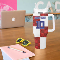 Custom Croatia Football Tumbler With Handle Checkered Ones Sport Grunge Style