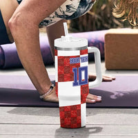 Custom Croatia Football Tumbler With Handle Checkered Ones Sport Grunge Style