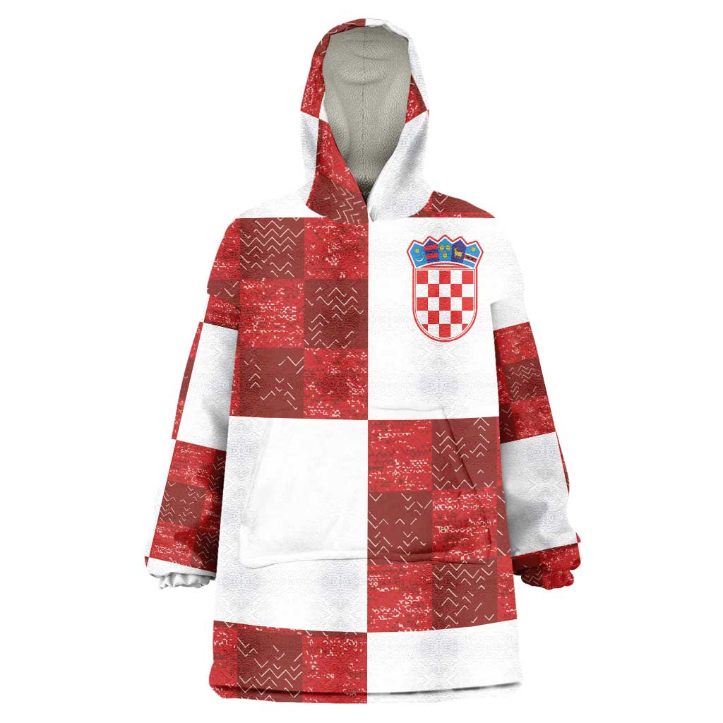 Custom Croatia Football Wearable Blanket Hoodie Checkered Ones Sport Grunge Style