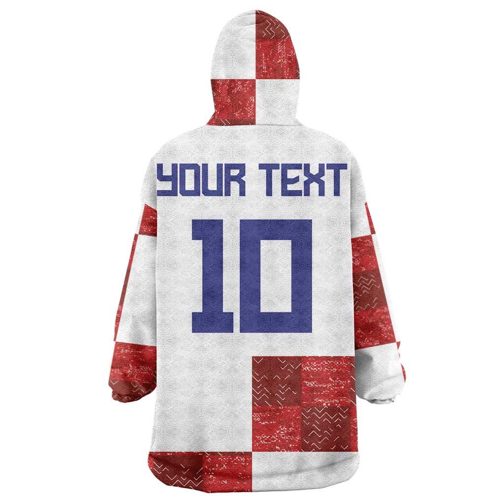 Custom Croatia Football Wearable Blanket Hoodie Checkered Ones Sport Grunge Style