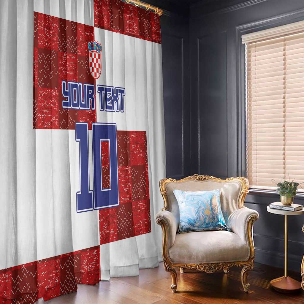 Custom Croatia Football Window Curtain Checkered Ones Sport Grunge Style