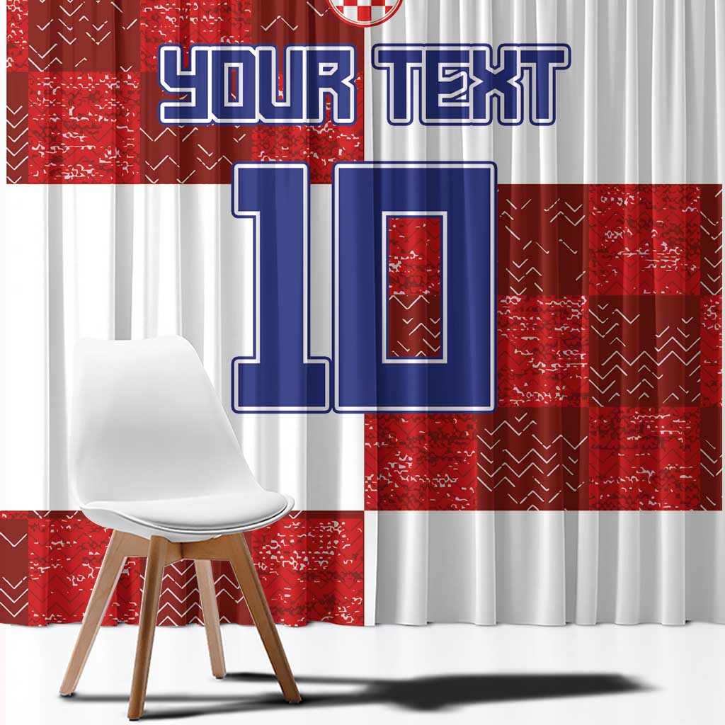 Custom Croatia Football Window Curtain Checkered Ones Sport Grunge Style