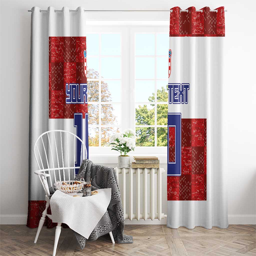 Custom Croatia Football Window Curtain Checkered Ones Sport Grunge Style