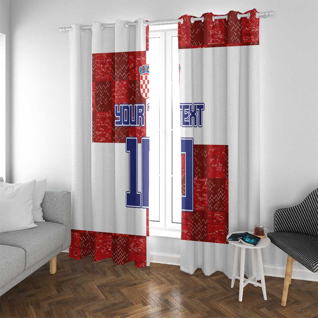 Custom Croatia Football Window Curtain Checkered Ones Sport Grunge Style