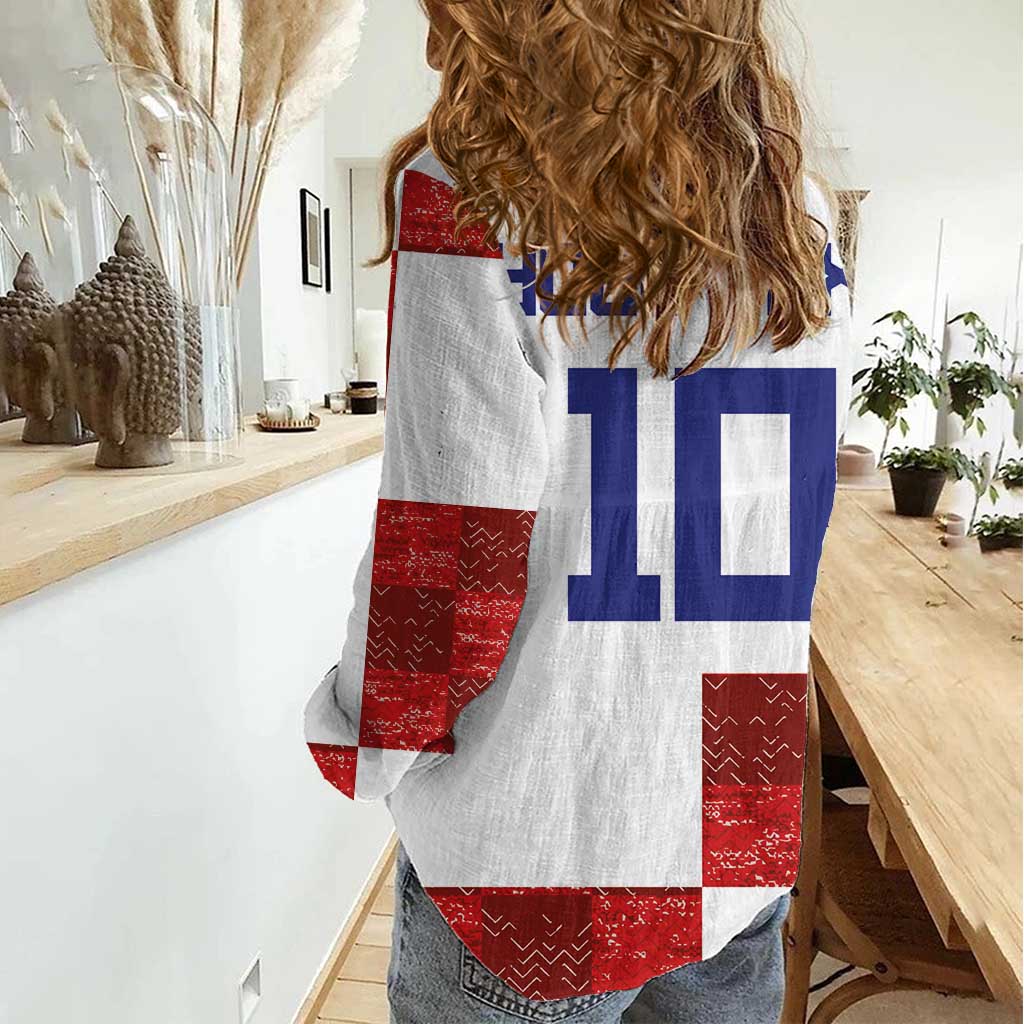 Custom Croatia Football Women Casual Shirt Checkered Ones Sport Grunge Style