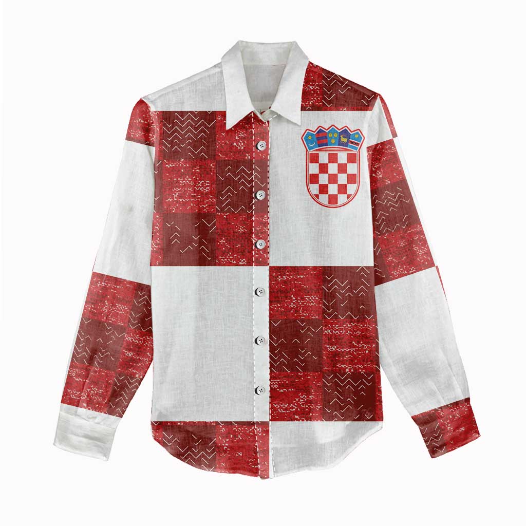 Custom Croatia Football Women Casual Shirt Checkered Ones Sport Grunge Style