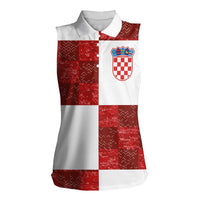 Custom Croatia Football Women Sleeveless Polo Shirt Checkered Ones Sport Grunge Style