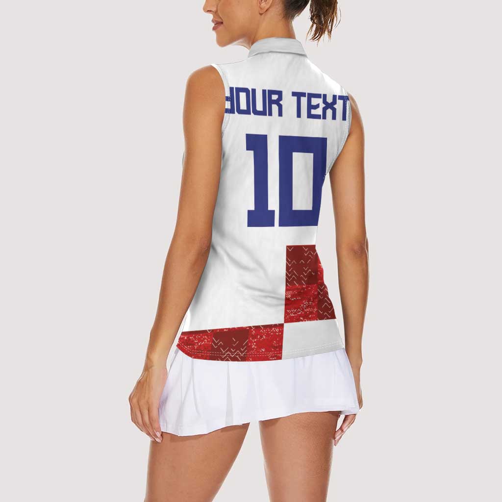 Custom Croatia Football Women Sleeveless Polo Shirt Checkered Ones Sport Grunge Style