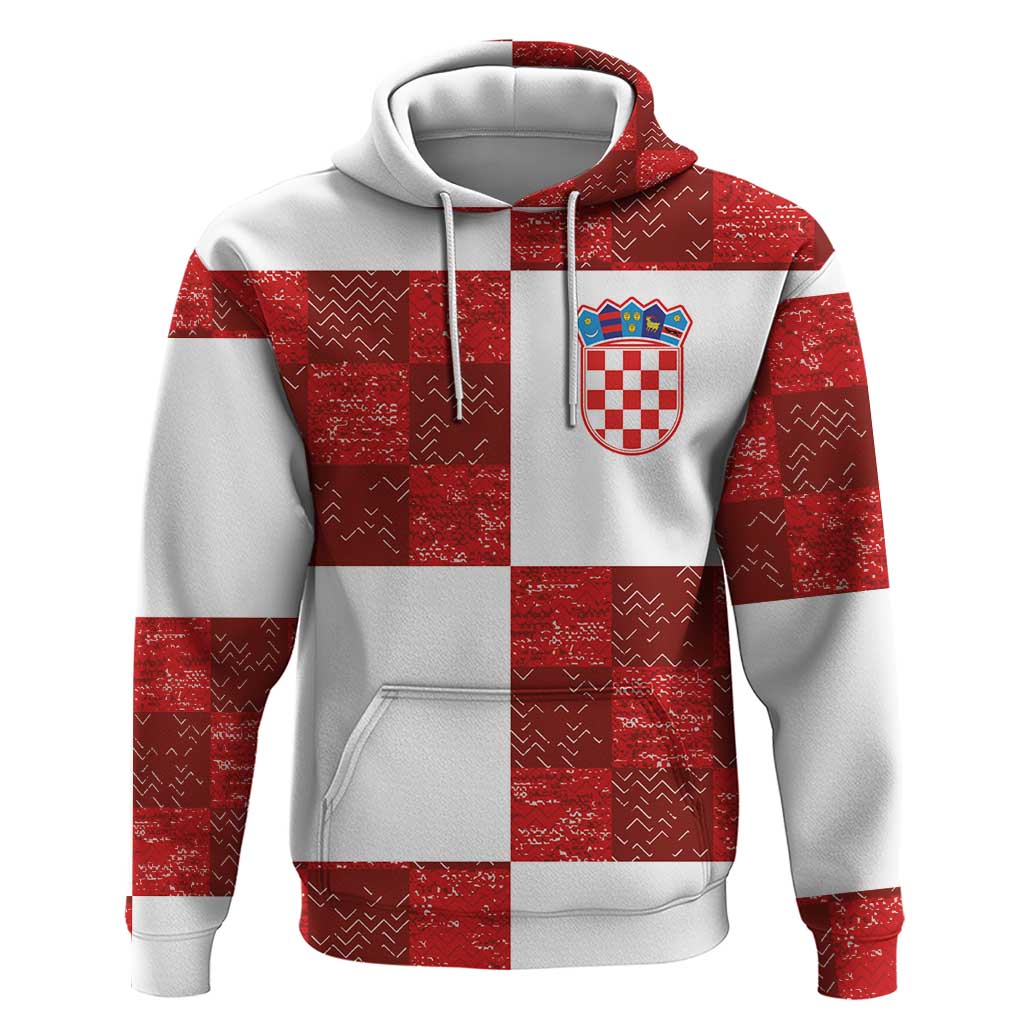 Custom Croatia Football Zip Hoodie Checkered Ones Sport Grunge Style