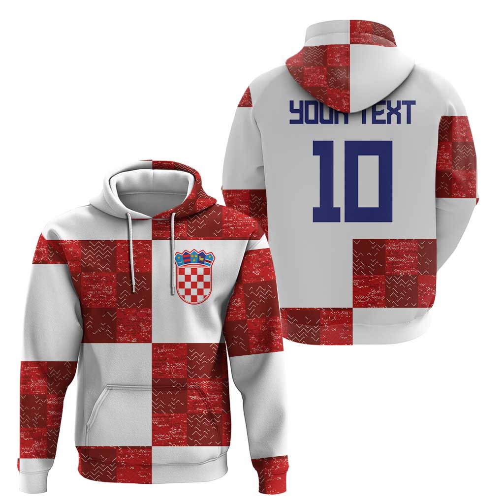 Custom Croatia Football Zip Hoodie Checkered Ones Sport Grunge Style
