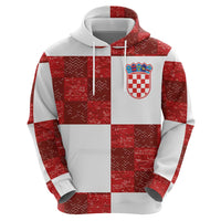 Custom Croatia Football Zip Hoodie Checkered Ones Sport Grunge Style