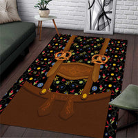 Traditional German Costume - Lederhosen and Soft Pretzel Area Rug Folk Floral Pattern Style