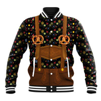 Traditional German Costume - Lederhosen and Soft Pretzel Baseball Jacket Folk Floral Pattern Style