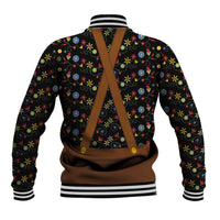 Traditional German Costume - Lederhosen and Soft Pretzel Baseball Jacket Folk Floral Pattern Style