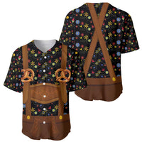 Traditional German Costume - Lederhosen and Soft Pretzel Baseball Jersey Folk Floral Pattern Style
