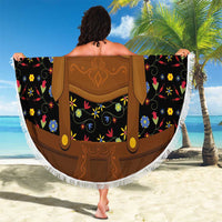Traditional German Costume - Lederhosen and Soft Pretzel Beach Blanket Folk Floral Pattern Style