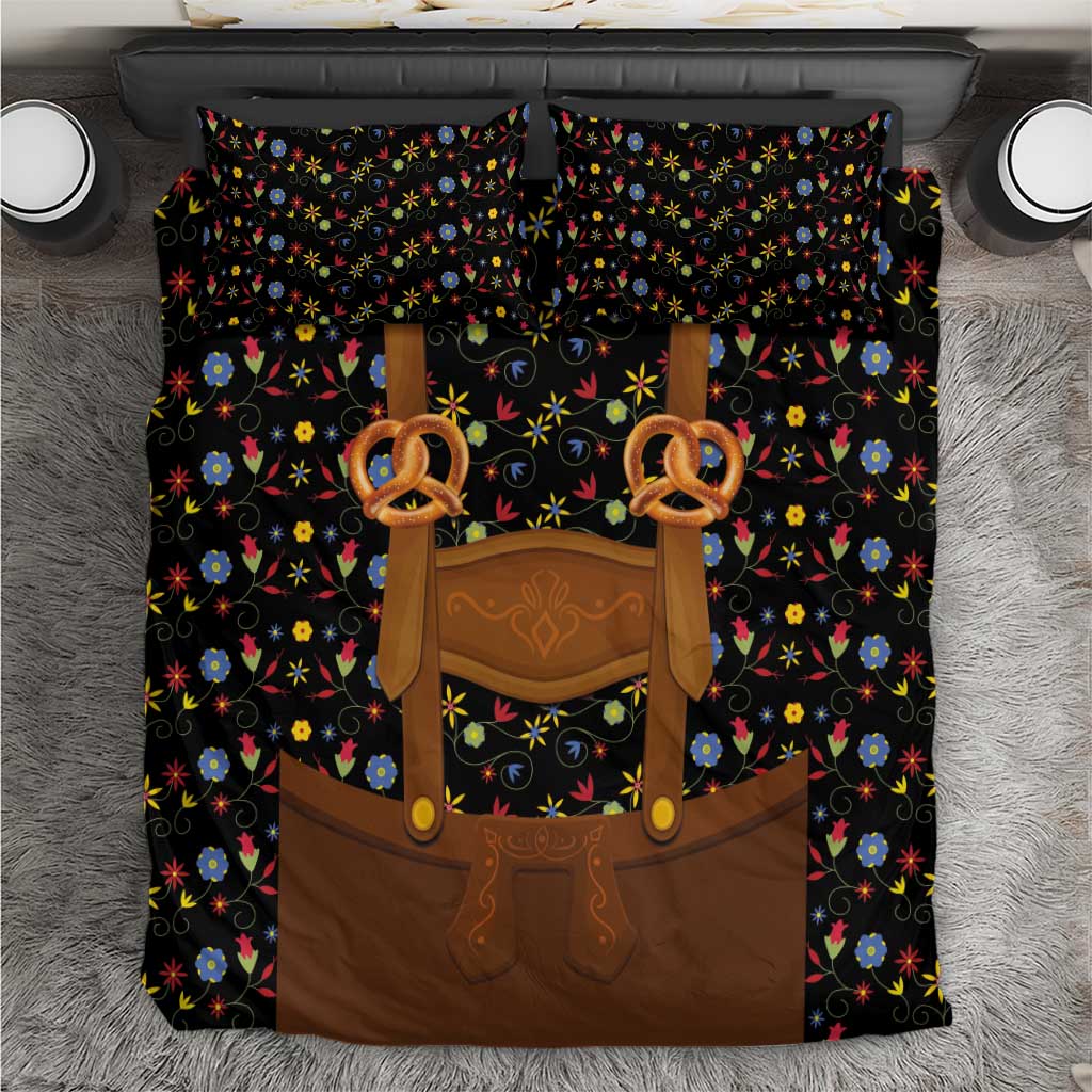 Traditional German Costume - Lederhosen and Soft Pretzel Bedding Set Folk Floral Pattern Style