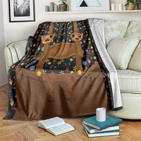 Traditional German Costume - Lederhosen and Soft Pretzel Blanket Folk Floral Pattern Style