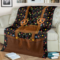 Traditional German Costume - Lederhosen and Soft Pretzel Blanket Folk Floral Pattern Style
