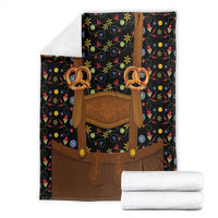 Traditional German Costume - Lederhosen and Soft Pretzel Blanket Folk Floral Pattern Style