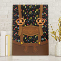Traditional German Costume - Lederhosen and Soft Pretzel Canvas Wall Art Folk Floral Pattern Style