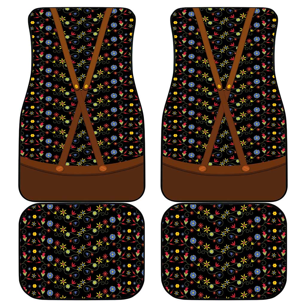 Traditional German Costume - Lederhosen and Soft Pretzel Car Mats Folk Floral Pattern Style