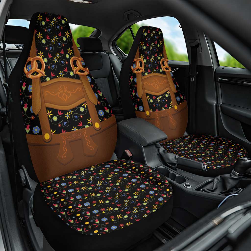 Traditional German Costume - Lederhosen and Soft Pretzel Car Seat Cover Folk Floral Pattern Style