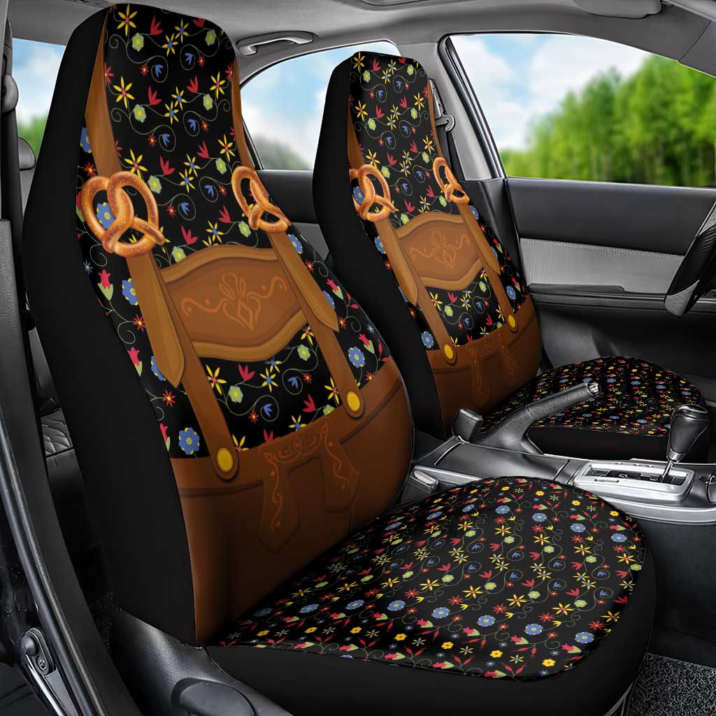 Traditional German Costume - Lederhosen and Soft Pretzel Car Seat Cover Folk Floral Pattern Style